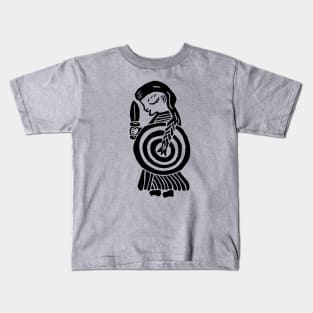 Norse Valkyrie Viking Woman Design (Black Ink Version) Kids T-Shirt